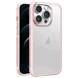 For iPhone 12 Pro Max Hardware Side Cooling Skin Feel Frosted Metal Lens Frame Phone Case(Pink)