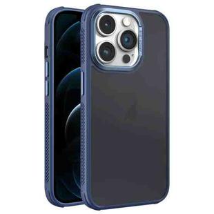 For iPhone 12 Pro Max Hardware Side Cooling Skin Feel Frosted Metal Lens Frame Phone Case(Blue)