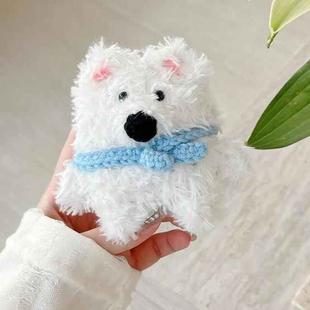 For AirPods 4 Plush Earphone Protective Soft Case(Dog with Blue Scarf)