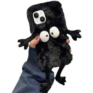 For iPhone 13 mini Plush Briquettes TPU Phone Case(Black)