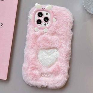 For iPhone 16 Pro Embroidered Plush TPU Phone Case(Foundation Heart)