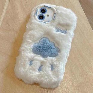 For iPhone 16 Plus Embroidered Plush TPU Phone Case(Beige Cloud)