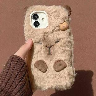 For iPhone 16 3D Capybara Plush Full Coverage Phone Case(Brown)