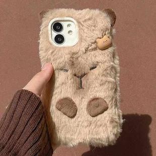 For iPhone 12 3D Capybara Plush Full Coverage Phone Case(Brown)