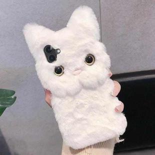 For iPhone 16 Plus 3D Cute Cat Plush Full Coverage Phone Case(White)