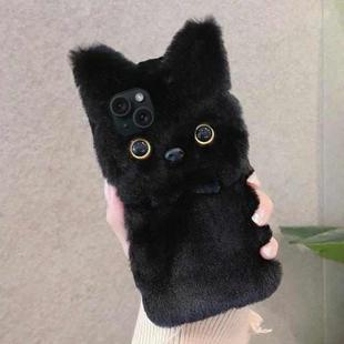 For iPhone 13 mini 3D Cute Cat Plush Full Coverage Phone Case(Black)