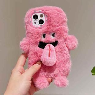 For iPhone 14 3D Magnetic Long Tongue Monster Plush Phone Case(Pink)