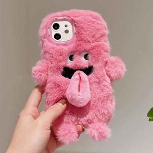 For iPhone 12 3D Magnetic Long Tongue Monster Plush Phone Case(Pink)