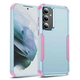For Samsung Galaxy S25+ 5G TPU + PC Shockproof Protective Phone Case(Grey Green + Pink)