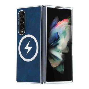 For Samsung Galaxy Z Fold3 5G Electroplating Lightning MagSafe Fold Full Coverage Phone Case(Blue)