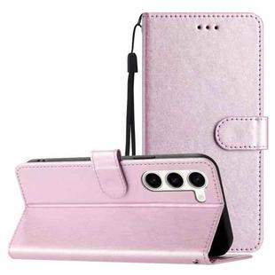For Samsung Galaxy S25+ 5G Silk Texture Horizontal Flip Leather Phone Case(Rose Pink)