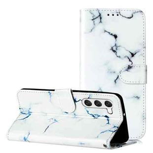 For Samsung Galaxy S25+ 5G Colored Drawing Marble Pattern Leather Phone Case(White Marble)