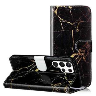 For Samsung Galaxy S25 Ultra 5G Colored Drawing Marble Pattern Leather Phone Case(Black Gold Marble)
