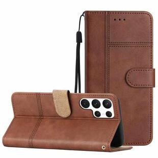 For Samsung Galaxy S25 Ultra 5G Cowhide Texture Stitching Leather Phone Case(Coffee)