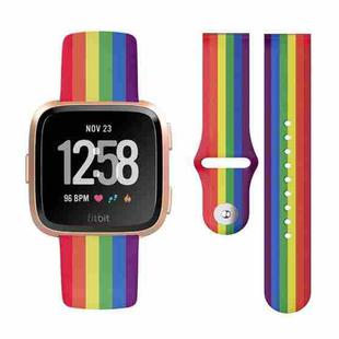 For Fitbit Versa 2 / Lite 22mm Reverse Buckle Printed Silicone Watch Band(Rainbow)