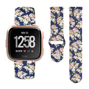 For Fitbit Versa 2 / Lite 22mm Reverse Buckle Printed Silicone Watch Band(Pink Rose)