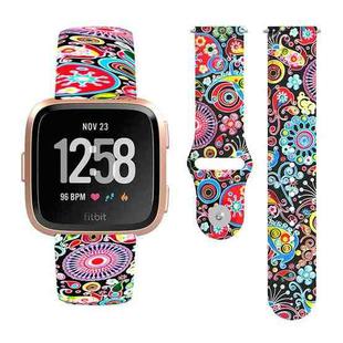 For Fitbit Versa 2 / Lite 22mm Reverse Buckle Printed Silicone Watch Band(Colorful Jellyfish)