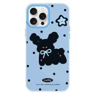 For iPhone 16 Pro Max Skin Feeling Jelly TPU Hybrid PC Phone Case(Little Black Dog Blue)