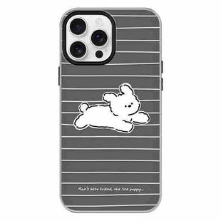 For iPhone 16 Pro Max Skin Feeling Jelly TPU Hybrid PC Phone Case(Running Puppy Black)