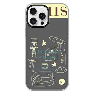 For iPhone 16 Pro Max Skin Feeling Jelly TPU Hybrid PC Phone Case(Shop Line Draft Black)