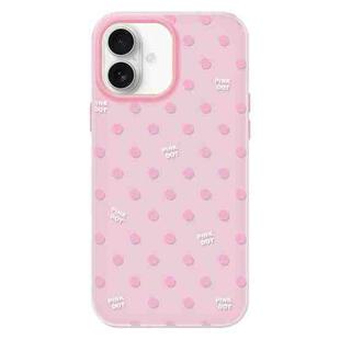 For iPhone 16 Plus Skin Feeling Jelly TPU Hybrid PC Phone Case(Polka Dot Pink)