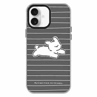 For iPhone 16 Plus Skin Feeling Jelly TPU Hybrid PC Phone Case(Running Puppy Black)