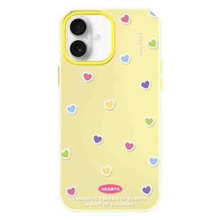 For iPhone 16 Plus Skin Feeling Jelly TPU Hybrid PC Phone Case(Color Love Yellow)