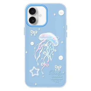 For iPhone 16 Plus Skin Feeling Jelly TPU Hybrid PC Phone Case(Blue Jellyfish)