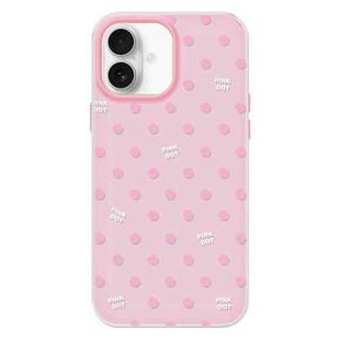 For iPhone 16 Skin Feeling Jelly TPU Hybrid PC Phone Case(Polka Dot Pink)