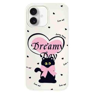 For iPhone 16 Skin Feeling Jelly TPU Hybrid PC Phone Case(Love Cat White)