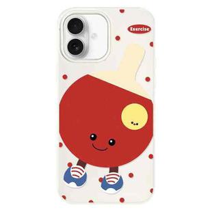 For iPhone 16 Skin Feeling Jelly TPU Hybrid PC Phone Case(Spin Table Tennis Beige)