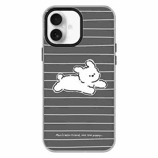 For iPhone 16 Skin Feeling Jelly TPU Hybrid PC Phone Case(Running Puppy Black)