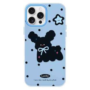 For iPhone 15 Pro Skin Feeling Jelly TPU Hybrid PC Phone Case(Little Black Dog Blue)