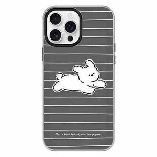 For iPhone 15 Pro Skin Feeling Jelly TPU Hybrid PC Phone Case(Running Puppy Black)