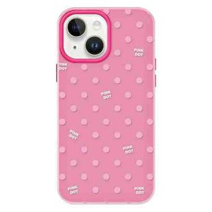 For iPhone 15 Plus Skin Feeling Jelly TPU Hybrid PC Phone Case(Polka Dot Rose Red)