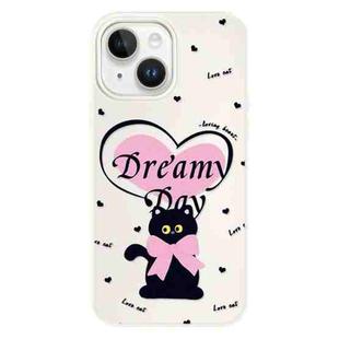 For iPhone 15 Plus Skin Feeling Jelly TPU Hybrid PC Phone Case(Love Cat White)