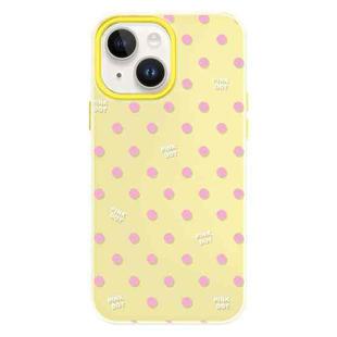 For iPhone 15 Skin Feeling Jelly TPU Hybrid PC Phone Case(Polka Dot Yellow)