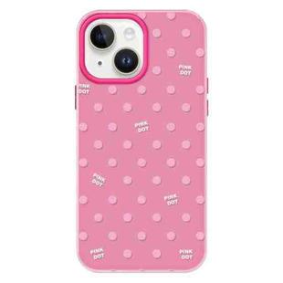 For iPhone 15 Skin Feeling Jelly TPU Hybrid PC Phone Case(Polka Dot Rose Red)