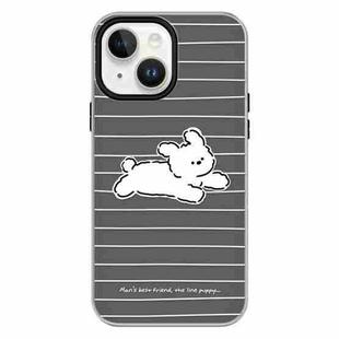 For iPhone 15 Skin Feeling Jelly TPU Hybrid PC Phone Case(Running Puppy Black)