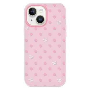 For iPhone 14 Plus Skin Feeling Jelly TPU Hybrid PC Phone Case(Polka Dot Pink)