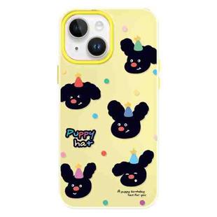 For iPhone 14 Skin Feeling Jelly TPU Hybrid PC Phone Case(Puppy Hat Yellow)