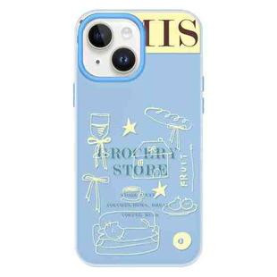 For iPhone 14 Skin Feeling Jelly TPU Hybrid PC Phone Case(Shop Line Draft Blue)