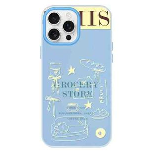 For iPhone 14 Pro Max Skin Feeling Jelly TPU Hybrid PC Phone Case(Shop Line Draft Blue)