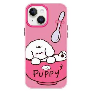 For iPhone 13 Skin Feeling Jelly TPU Hybrid PC Phone Case(A Bowl of Puppy Pink)