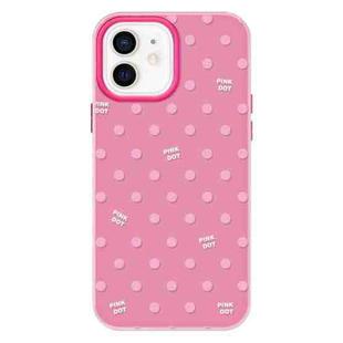 For iPhone 12 Skin Feeling Jelly TPU Hybrid PC Phone Case(Polka Dot Rose Red)