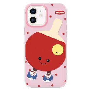 For iPhone 12 Skin Feeling Jelly TPU Hybrid PC Phone Case(Spin Table Tennis Pink)