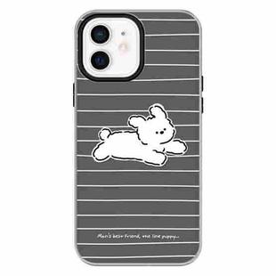 For iPhone 12 Skin Feeling Jelly TPU Hybrid PC Phone Case(Running Puppy Black)