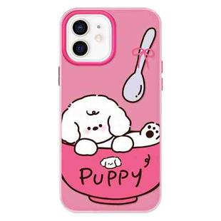 For iPhone 12 Skin Feeling Jelly TPU Hybrid PC Phone Case(A Bowl of Puppy Pink)