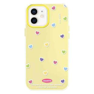 For iPhone 12 Skin Feeling Jelly TPU Hybrid PC Phone Case(Color Love Yellow)