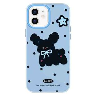 For iPhone 11 Skin Feeling Jelly TPU Hybrid PC Phone Case(Little Black Dog Blue)